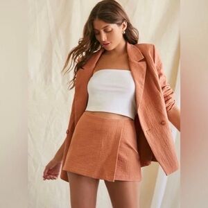 Terracotta Two-Piece Blazer & Skort Set